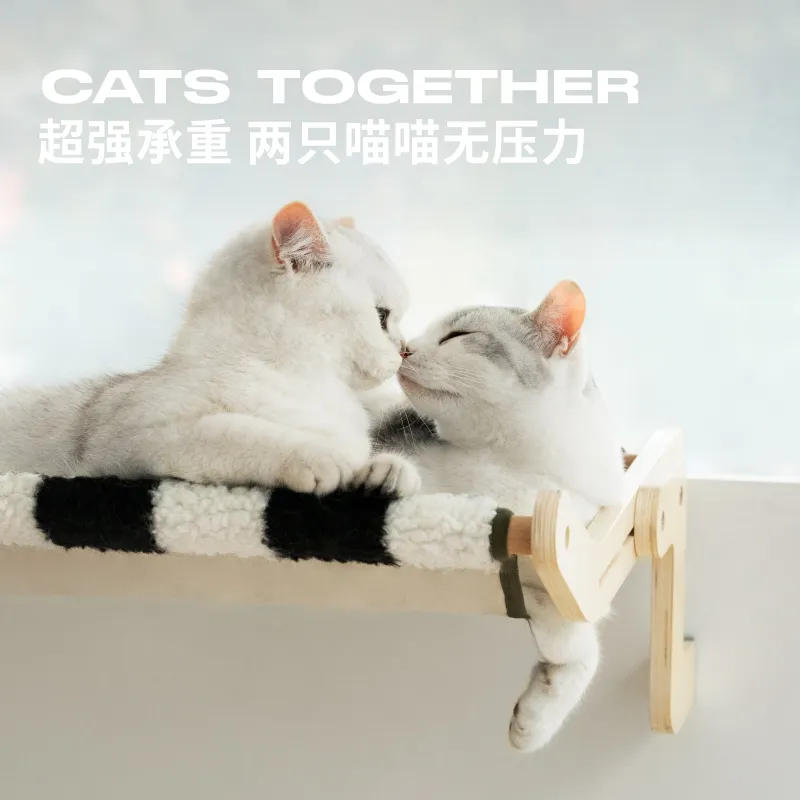 MEWOOFUN CAT -venster Perch plus past voor 2 katten Eenvoudig montage Meerdere scènes Hoogwaardige stof Wijd groot hangbed