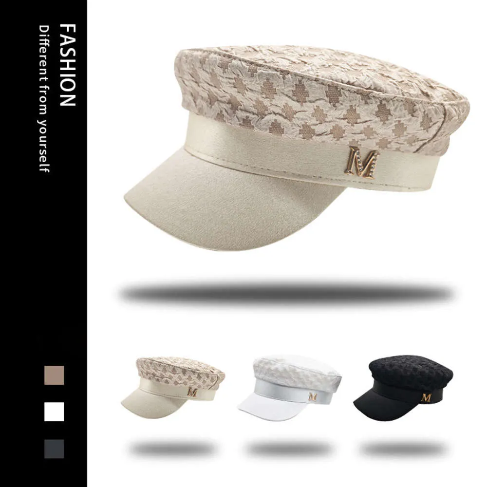 Nieuwe M-Label Seersucker Beret voor vrouwen in de winter, kleine geur, marine hoed, Britse veelzijdige briefschilder hoed