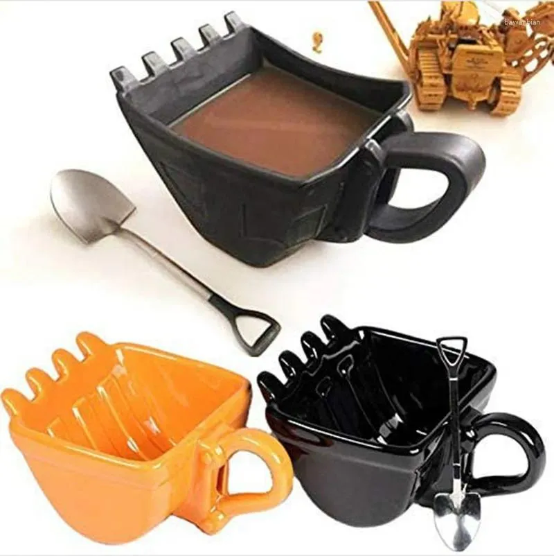 Mughe Creative 3D Excavator Bucket Model tazza da caffè con cucchiaio pala vanga Tè per container per torta da scavanta