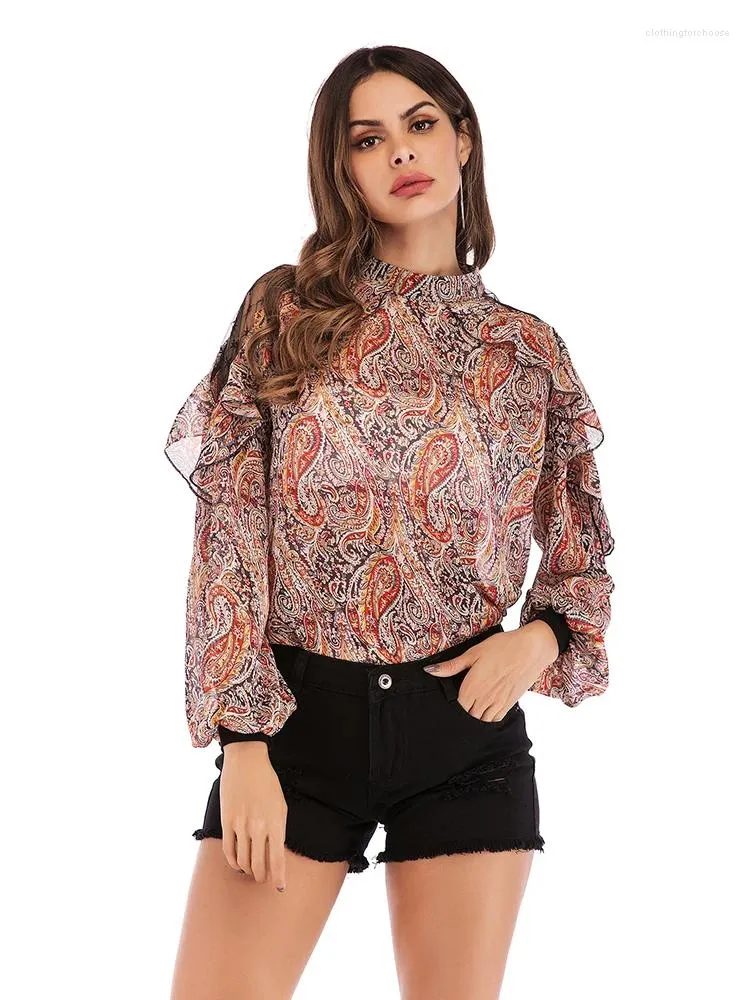 Blouses des femmes Jim Nora Américain automne et hiver Half High Neck Design élégant à la mode décontractée Pullate à manches longues