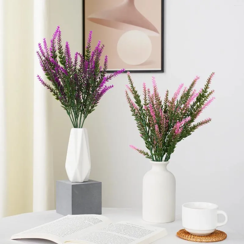 Decorative Flowers Artificial Flower Plastic Lavender Fake Plant For Home Wedding Garden Decoration Bridal Bouquet Pography Props Household