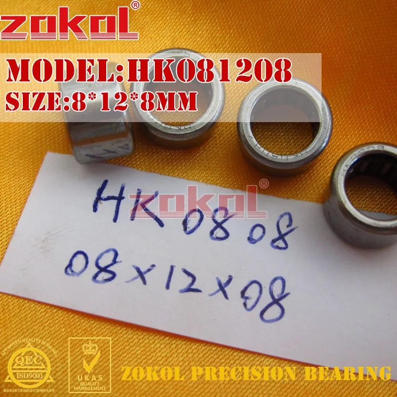 Zokol 10pcs/Lot HK0808/0810/0812 Drwan Cup Caged Naald Rollar -lagers met open uiteinde 8*12/10/12