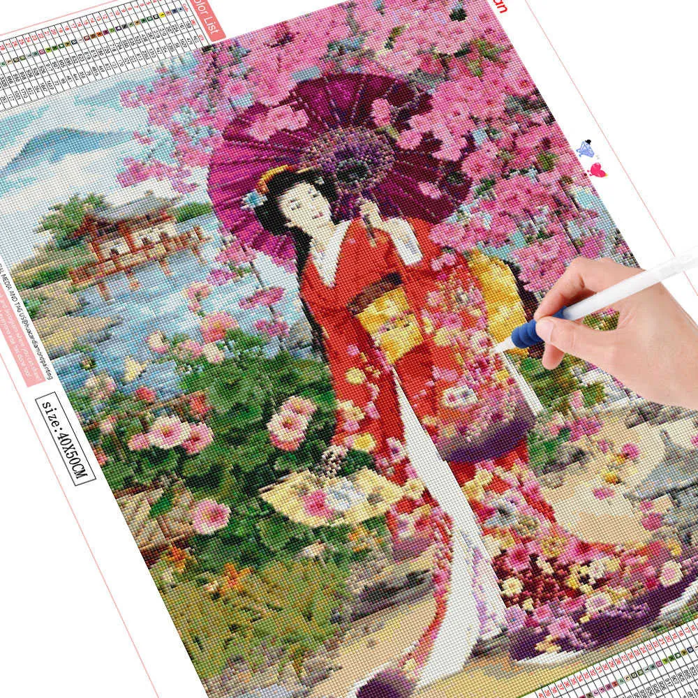 babachan⭐︎ 2024HUACAN Diamond Painting Kit - Japanese Woman, Full Drill