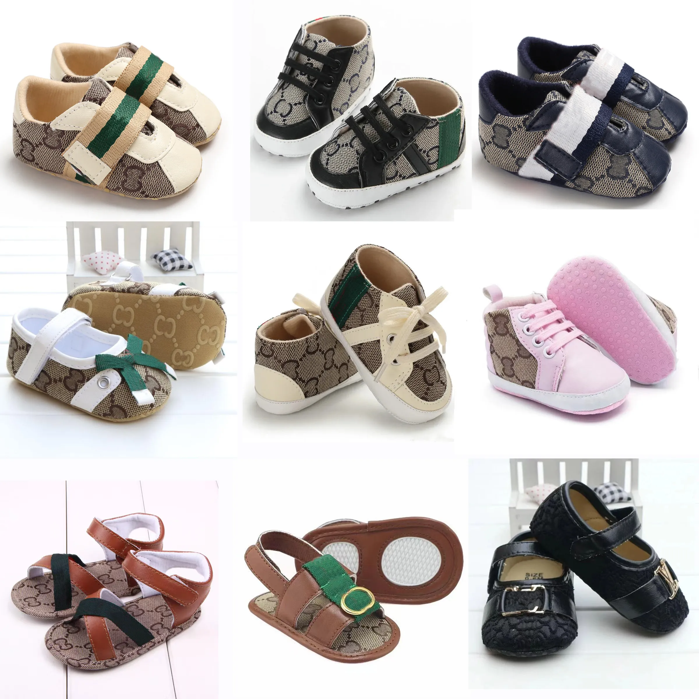 Newborn Baby Sneakers Toddler Designer Shoes Kids Boys Girls First Walkers Shoes Infant Toddler Anti-slip Baby Shoes
