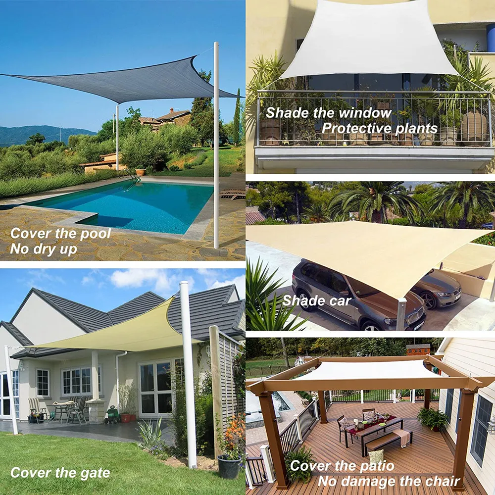 Waterproof Sun Shade Sails Canopy UV Block Awning for Outdoor Patio Garden Backyard Gazebo Privacy Screen Balcony Enclosure Nets