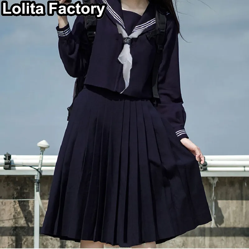 65 cm Longuette JK mundurek ustawiony japońskie kobiety dziewczyny jesienne krótkie/długie rękawowe mundury szkolne college marynarz plisowana spódnica