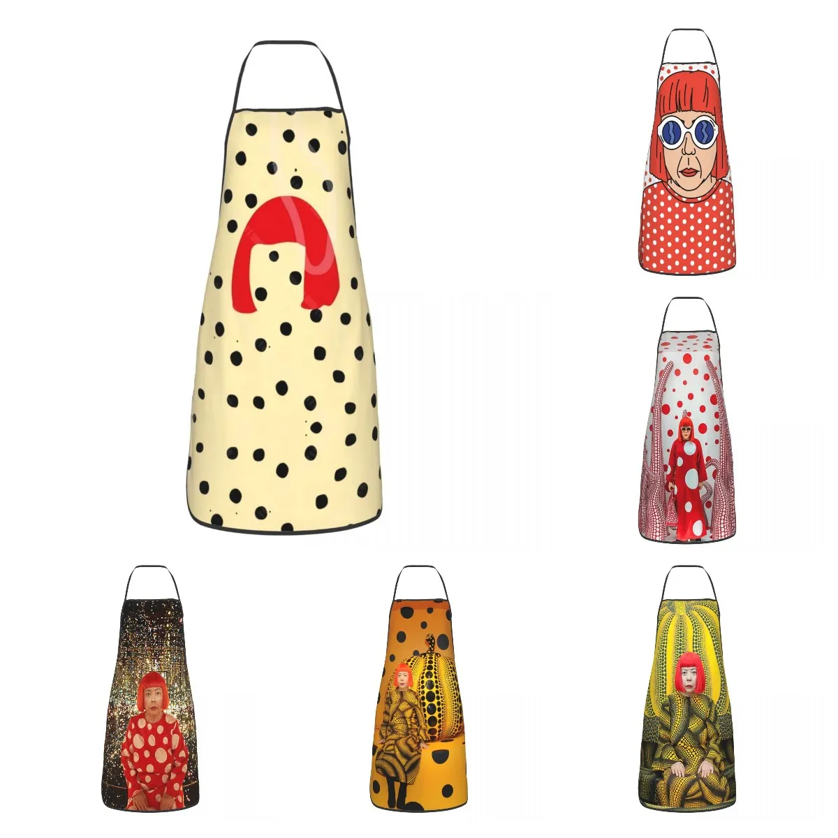 Anpassad haklapp Yayoi Kusama Polka prickar Förkläden för män Kvinnor Vuxen Chef Cooking Kitchen Japansk konstnär Art Tablier Cuisine Målning