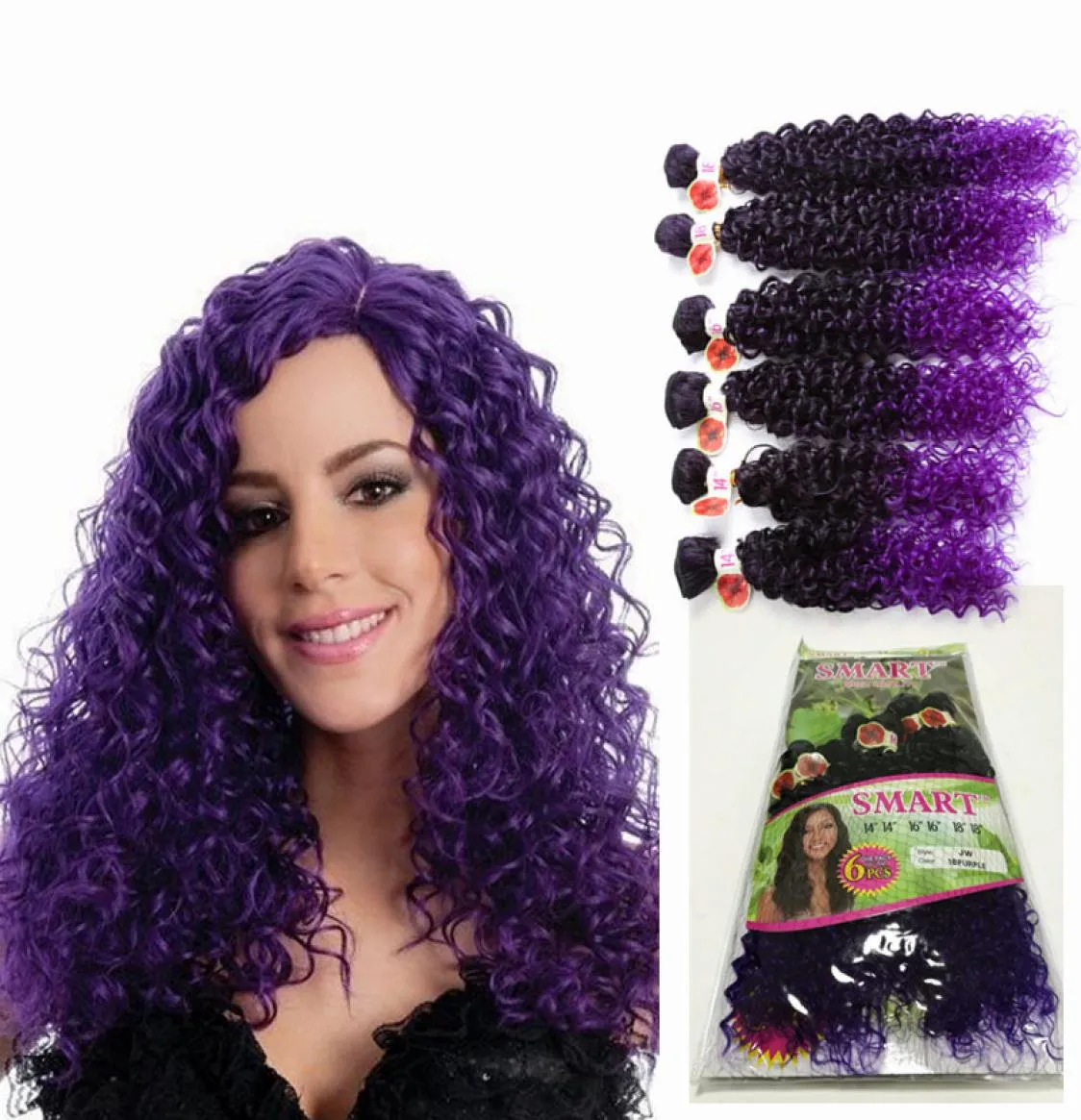 6pcslot Jerry curly tress hair ombre brown synthetic weaves closurehair extensions braiding Hair for black women4904067