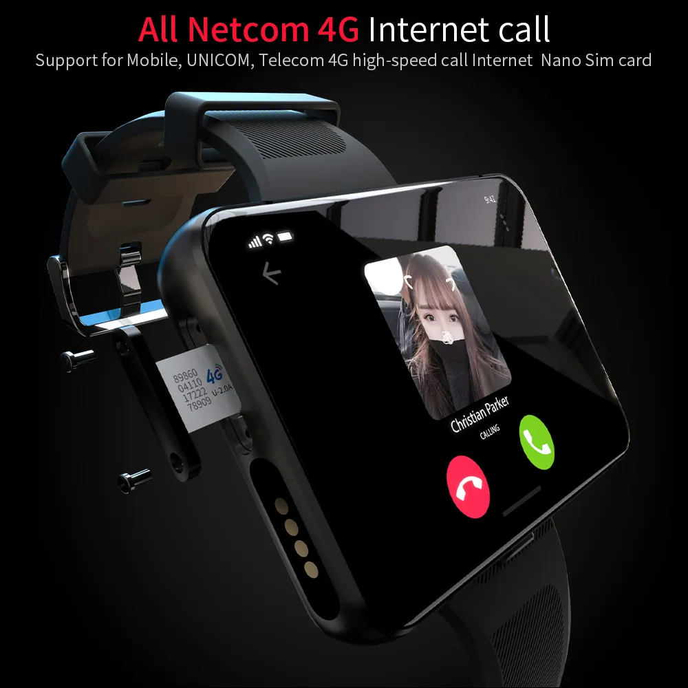 2023 NOUVEAU 2,88 pouces grand écran Android Men Smart Watch Téléphone 13MP 5MP HD CAMERA RAM / ROM 4GB + 64 Go de la fréquence cardiaque précise Smart Watch