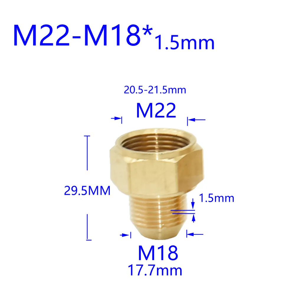 Messing 3/8 "1/2" M14 M18 M22 DRAAD CONNECTOR MAN VROUWELIJK VOOR BUBBLER WATERPURIFIER KOPER FITTERS TOUT STAND STANDSPACING 1,5 mm