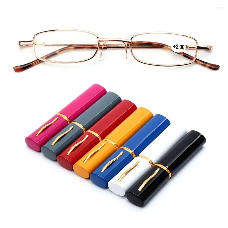Sunglasses 1.00- 4.00 Small Compact Metal Case Eyeglass Presbyopic Glasses Portable Reading With Pen Tube
