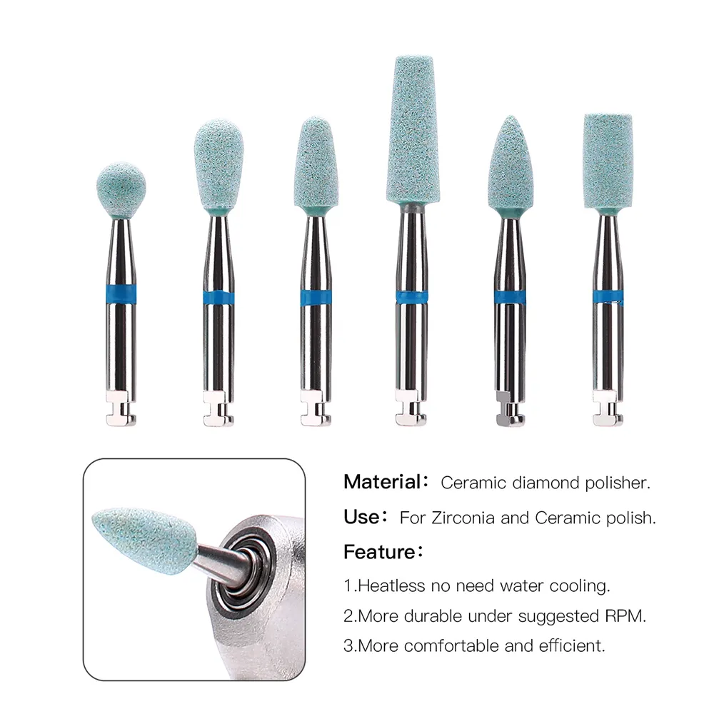 AZDENT 1 Pcs/Box Dental Ceramic Diamond Grinder Zirconia Porcelain RA 2.35mm Grit Polish Contra Angle Burs Grind Dental Tool