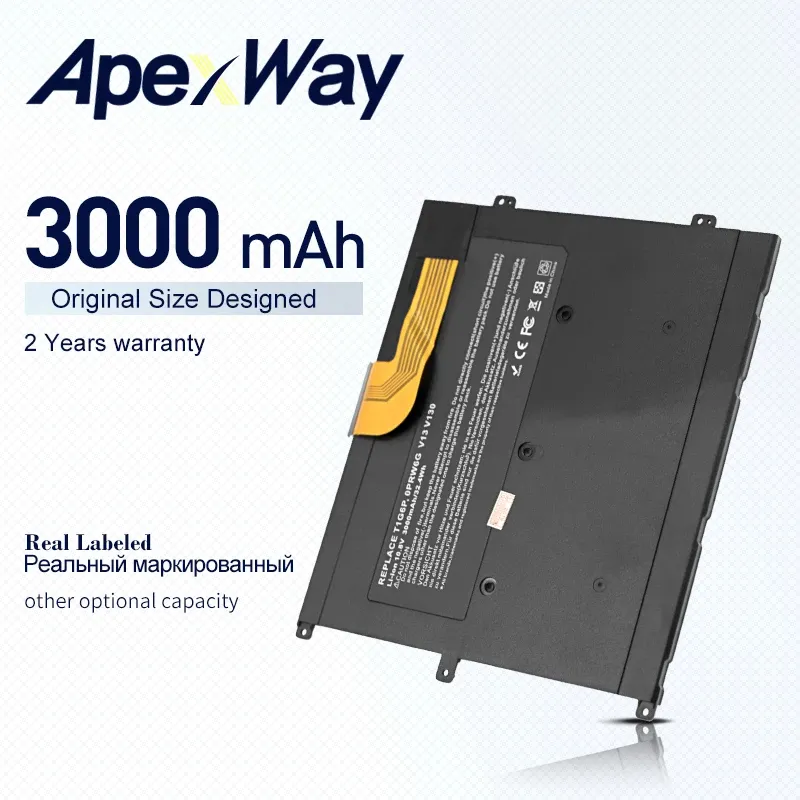 Batteries APEXWAY 10.8V 3000mAh Lipolymer ordinateur batterie 0ntg4j 0prw6g pour Dell Vostro V13 V13Z V130 V1300 0449TX PRW6G T1G6P