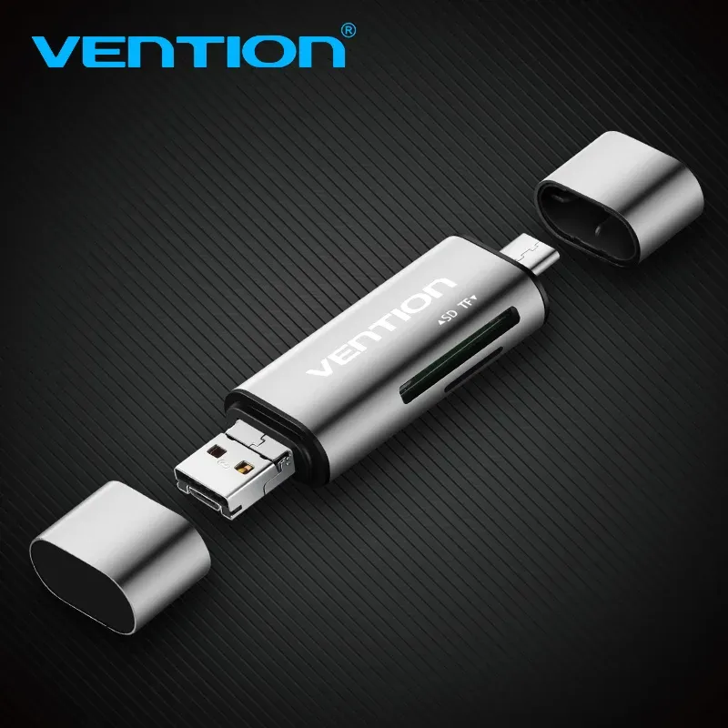 Läsare Vention Mini SD OTG -kortläsare USB 3.0 2.0 Micro USB 3.0 2.0 till typ C -minneskortläsare Micro SD TF -kortläsare för bärbar dator PC