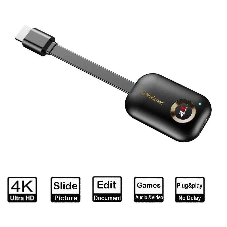 BOX MIRASCREEN G9 Plus 2.4G/5G 1080P 4K MIRACAST DLNA Airplay TV Stick WiFi Display Dongle Mottagare för Windows Andriod iOS