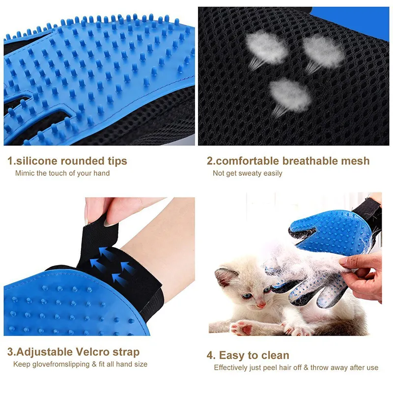 Silicone Pet Dog Grooming Gloves Cat Hair Brush Shower Comb Dog Bath Deshedding Pet Massage Gloves cleaning Supplies Right Hand7