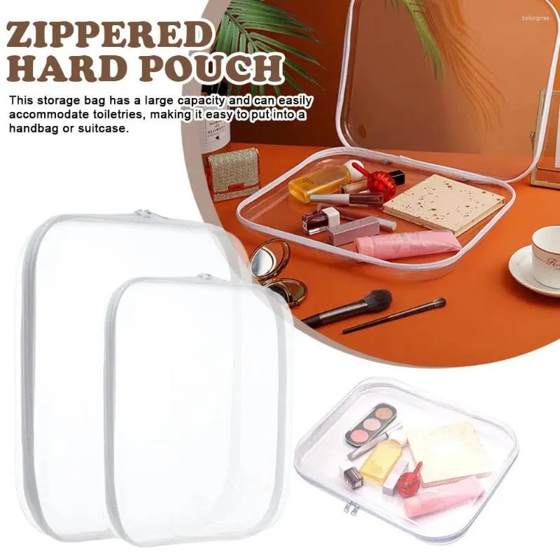 Storage Bags Plastic Zippered Pouch Zipper White Toy Makeup Storages Organizers Hard Box Case Pencil A9Y4