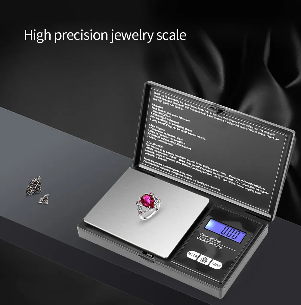 100g 200g 300g 500g 1kg 0,01 g 0,1 g mini échelle électronique Pocket Scale numérique pour l'échelle de bijoux en argent sterling en or