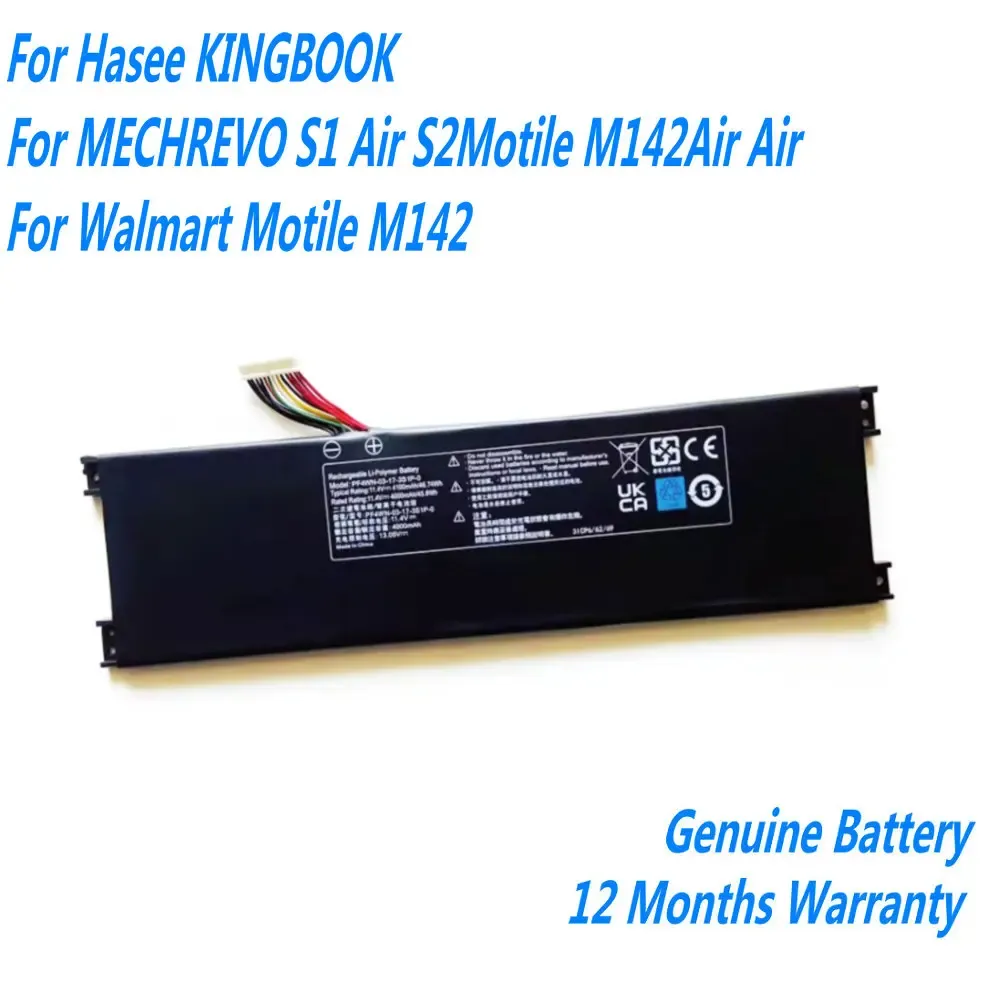 Batteries Original PF4WN03173S1P0 Batterie pour ordinateur portable pour HASEE Kingbook / Mechrevo S1 Air S2Motile M142air / Air / Walmart Motile M142