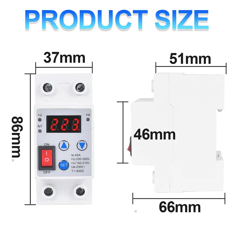 thumbnail interactive-video image 1 of Din Rail Over/Under Voltage & Current Protective Device Relay – Adjustable Protector 1 of 2