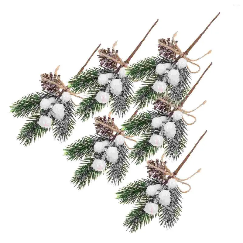 Flores decorativas 20 PCs Ornamentos de árvore de natal Berry Pine Afles Brilhado Berries Picks e sprays de decoração artificiais