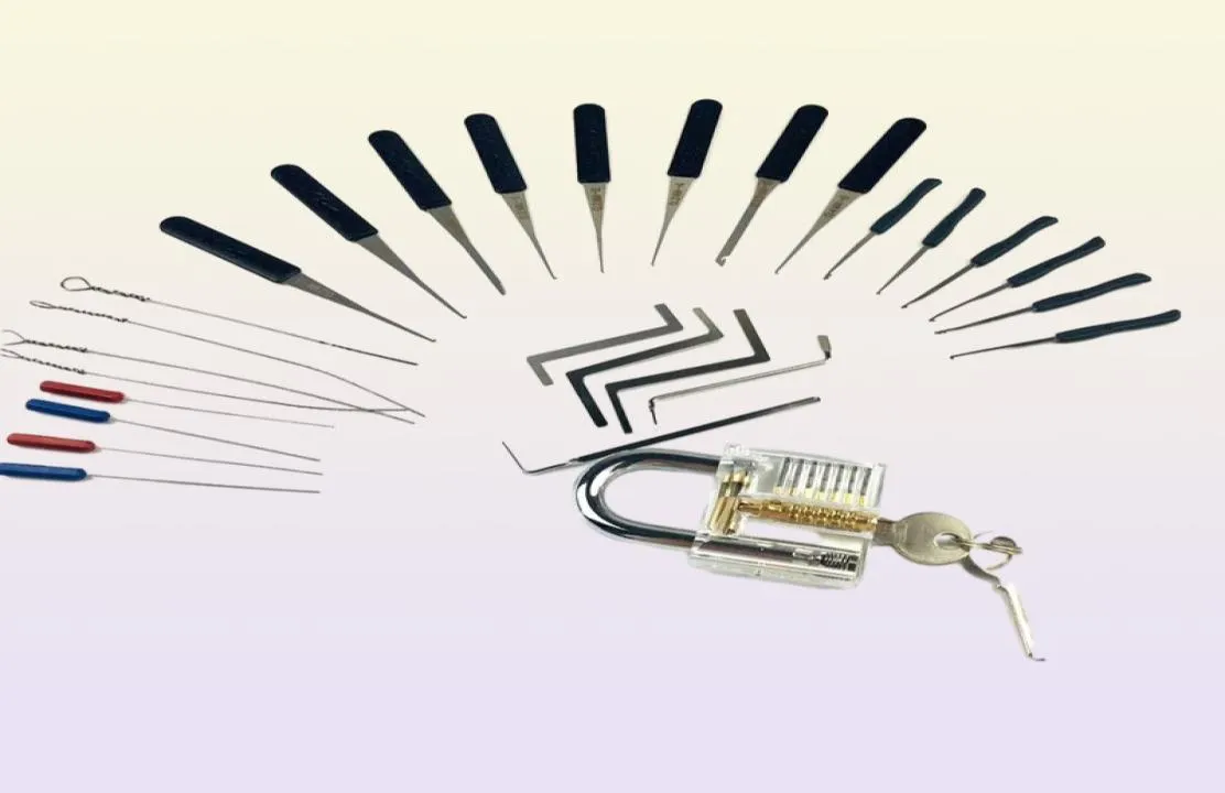 Portas Locks Locksmith Tool Kit Beginner LockPicking Game Definir várias ferramentas Clear Lock Combination Presentes engraçados para homens 2209064917308