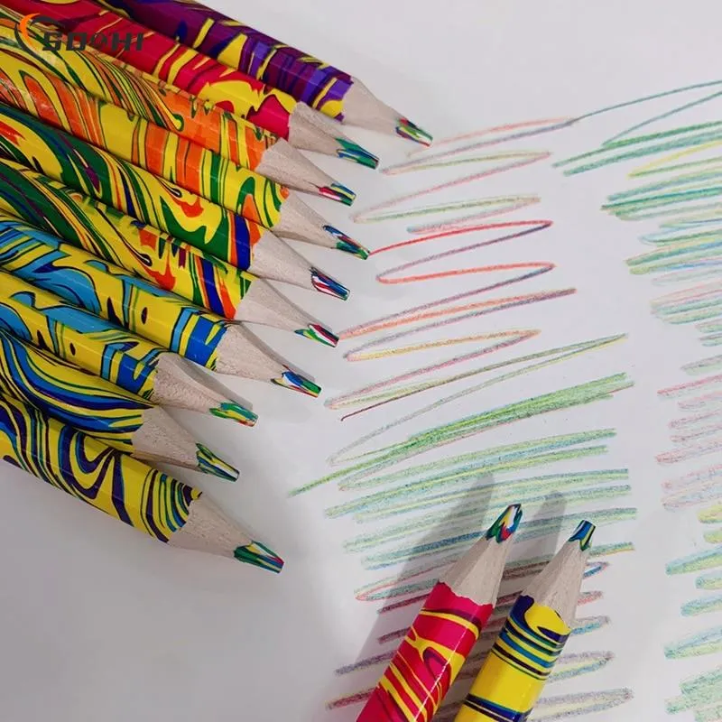 För konst ritning målar skisser 2st 4 färger samma kärnt tjocka gradientfärgade pennor stora triangel regnbågen penna