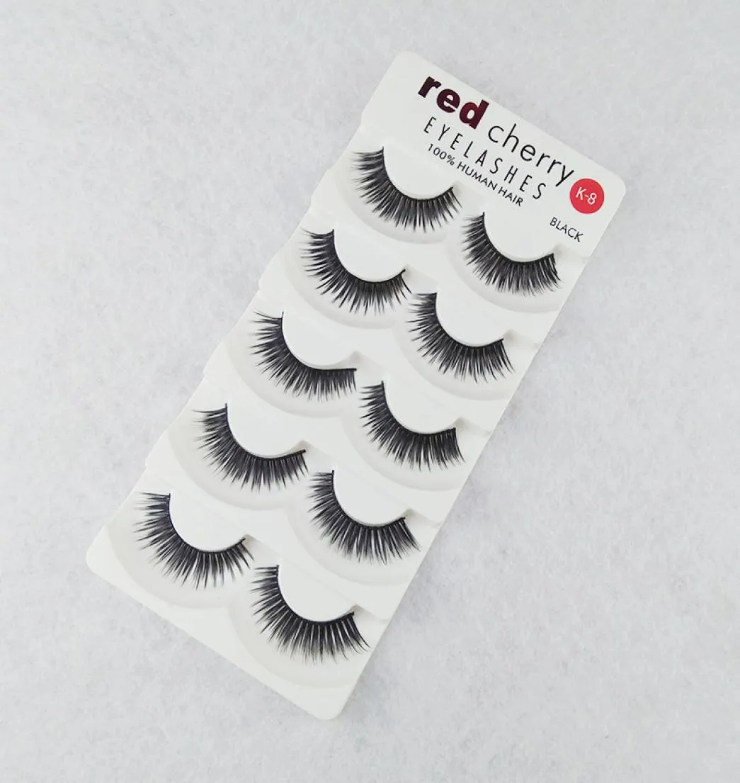 Red Cherry 5 Par False Eyelashes 18 Styles Black Cross Messy Long Thick Fake Eye Lashes Beauty Makeup High Quality2297788