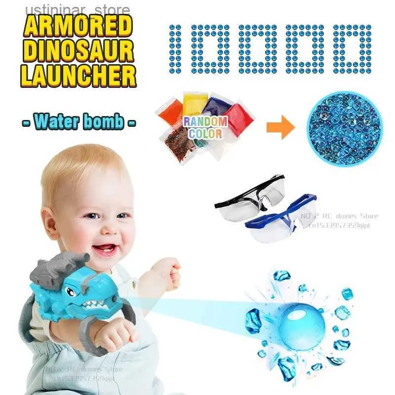 Sand Play Water Water Fun Electric Water Gun Dinosaur Launcher Glove con 1000 proiettili per bambini che spara al gioco da giardino per bambini giocattolo regalo estivo L47