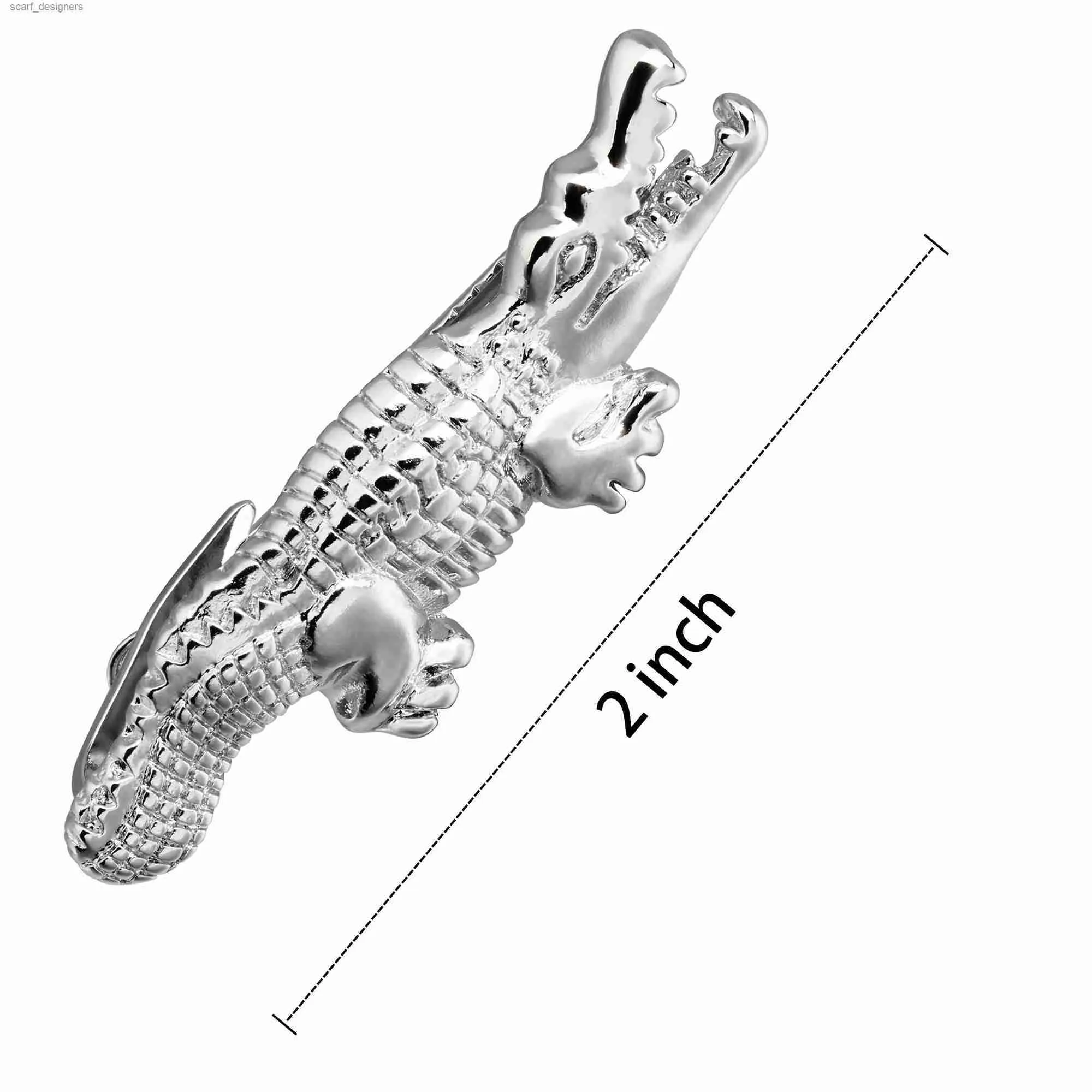 Tie Clips HAWSON 2 inch Tie Clip for Men-Novelty Crocodile Necktie Bar Clip Tie Pin Special Interesting Gift for Men Y240411