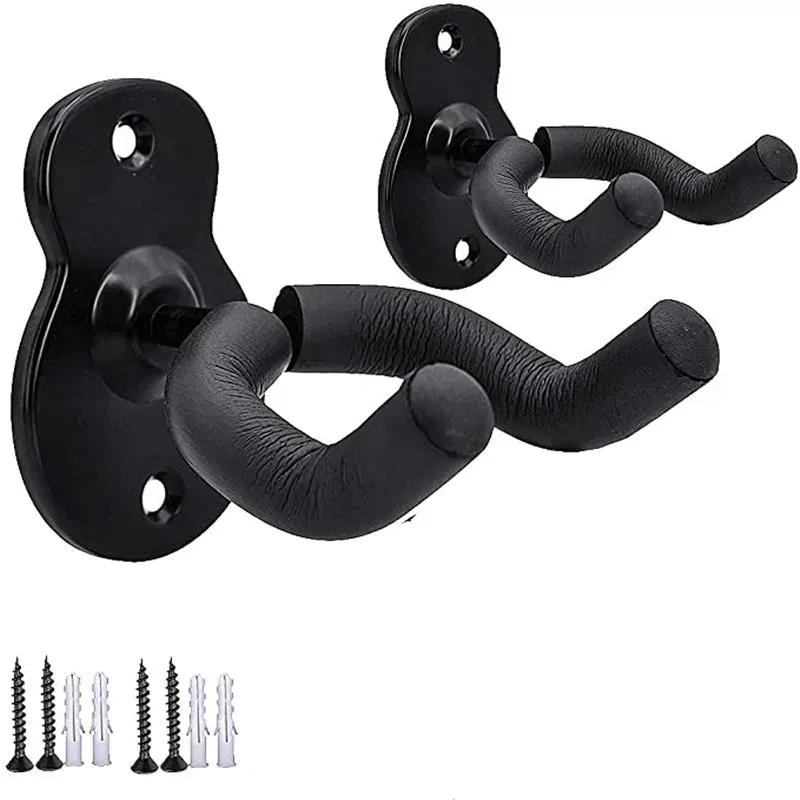 Câbles guitare mur Hangle mural 2 pack Hook Black Metal Guitar Guitar pour acoustique électrique basse guitare ukuléle banjo mandoline