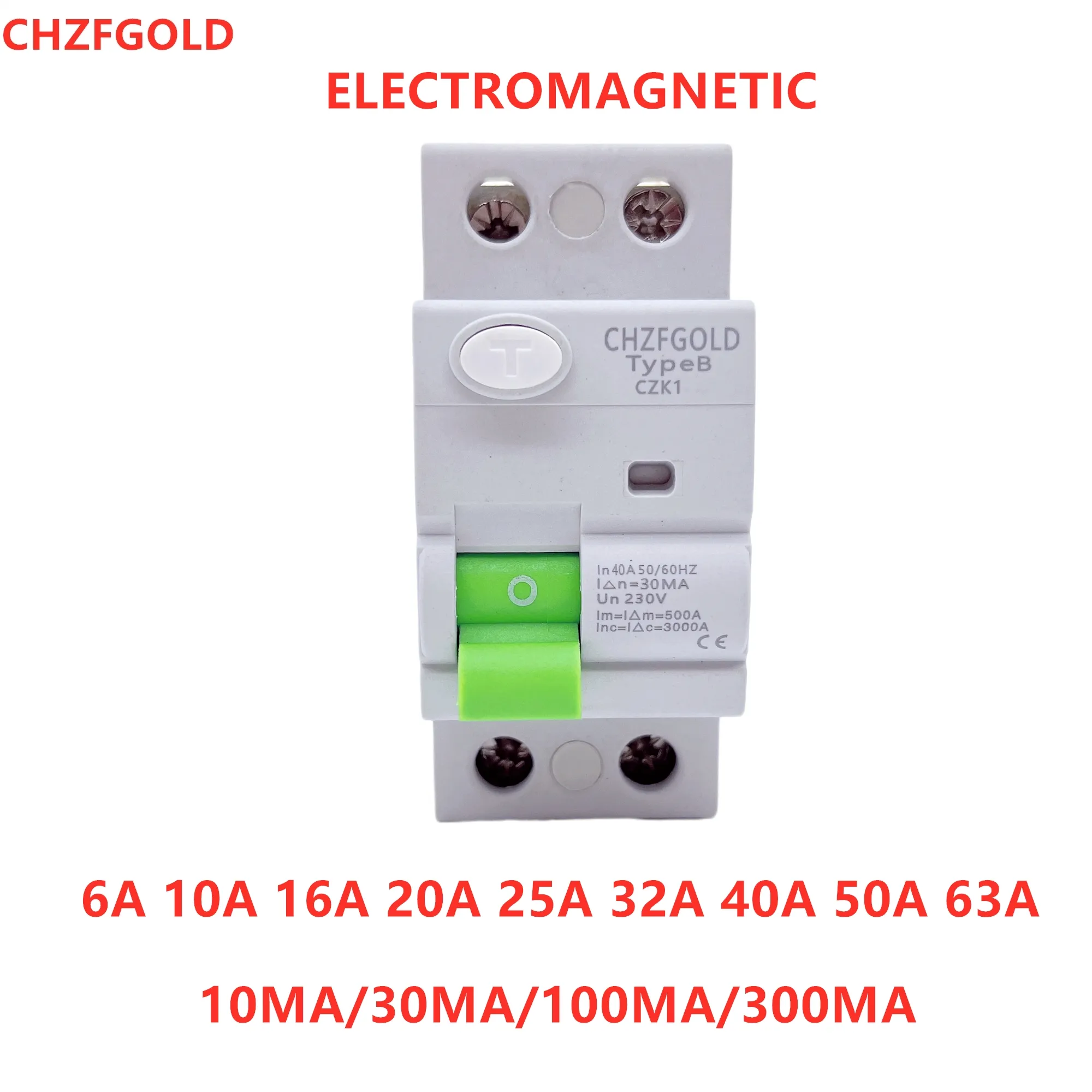 2p 4ptype B A AC Earth Perdita circuito ELCB RCCB RCD Din Rail DC CZK-4P 40A 63A 30Ma 10KA 60 A Circuir Breaker RCBO MCB32A40A