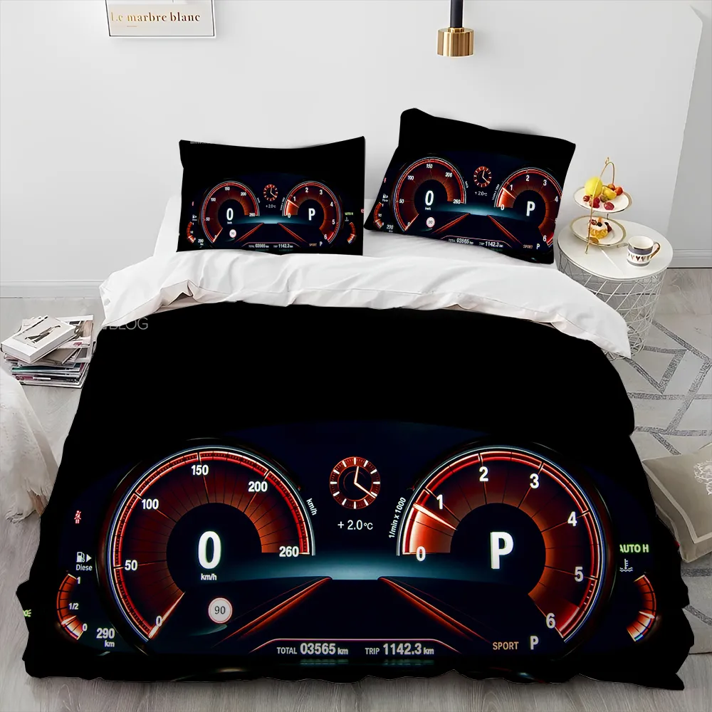 Tableau de bord RaceAuto 3D Dekbed Beddengoed Set, DekbedOvertrek Bedset DekbedOvertrek Kusssenloop, Kingsize Queen Size Beddengoed Set Volwassen Kind