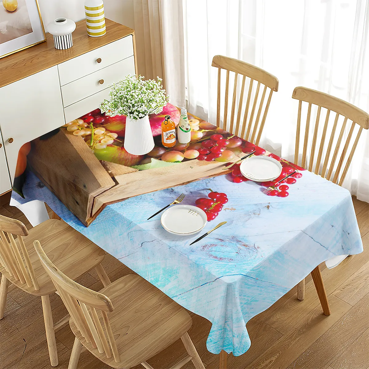 Mantel rectangular comida 3D fruta de verano decoración de temas arte mantel rectangular para comedor de cocina decoraciones de bodas