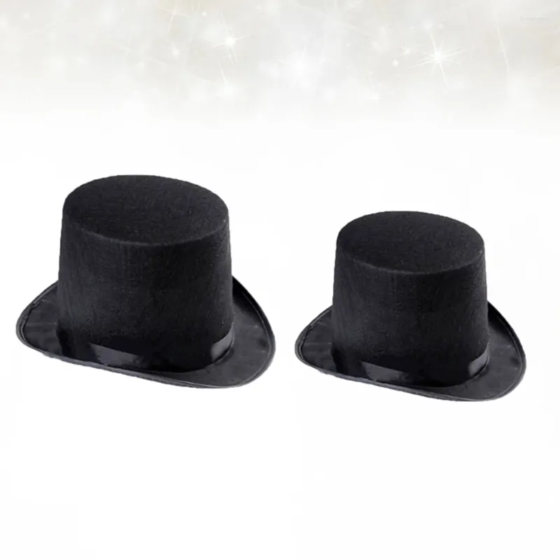 Berets Tophat 펠트 모자 창조적 인 모자 장식품 파티 호의 드레스 소품 (1 성인 어린이 흑인)