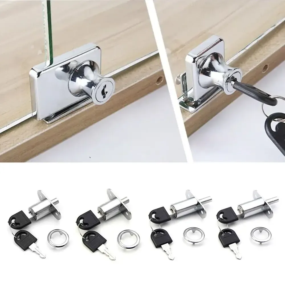 Cam Cylinder Lock Tongue Door Bolt Latch Useful Cabinet Drawer Wardrobe Lock with Key Sliding Door Lock Furniture Hardware