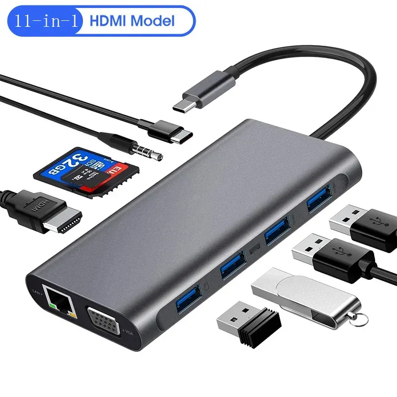 Nav 1000 Mbps Gigabit Ethernet USB C HUB Kompatibelt Thunderbolt 3 4 med 4K HMDI för MacBook Pro Windows Laptop PD 100W strömförsörjning