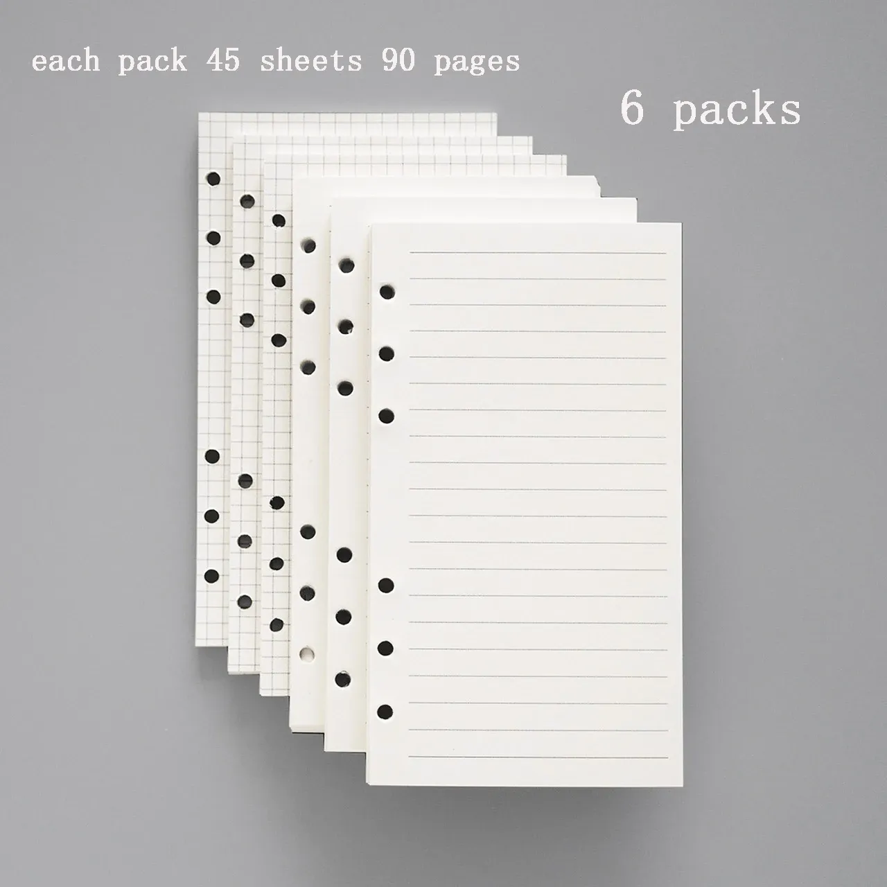 Notebooks 6 Packs A6 A5 Loose Leaf -vullen Woodfree niet bloeden