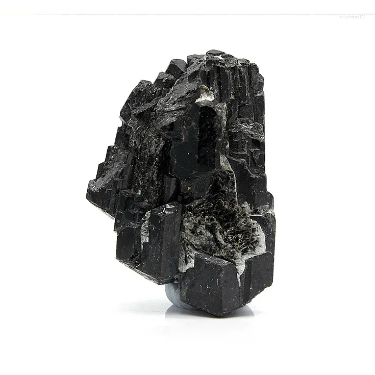 Dekoracyjne figurki Naturalne czarne okazy turmalinowe rudy minerałowy kryształowy khan parowiec domowy kamień 31