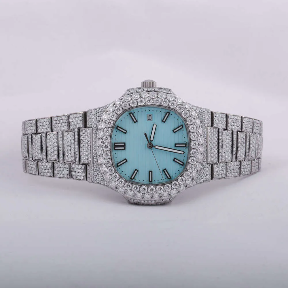 Luxury Look Fullt Watch Iced For Men Woman Woman Top CraftSmanship Unikt och dyra Mosang Diamond Watchs For Hip Hop Industrial Luxurious 33738