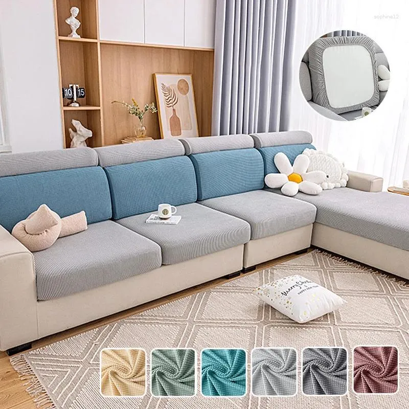 Couvre-chaise Couvre canapé de couleur unie unie pour le salon élastique Polar Fleece Furniture Protector Sectional No FaDing