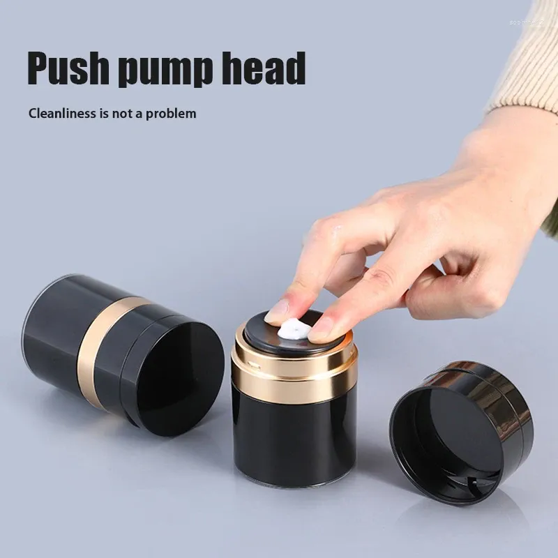 Storage Bottles 30ml 1pcs Black Airless Pump Jar Refillable Cream Vacuum Bottle Travel Size Empty Container With Mirror For And Lotion