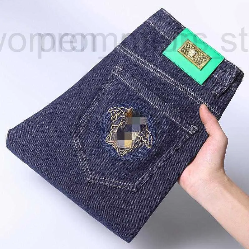 Men's Jeans designer Colorfast spring and summer new beauty head embroidery elastic jeans men's versatile pants fashion R1W3 PY73