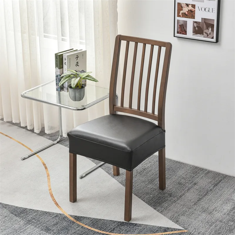 Vattentät PU Elastisk stol Täck Anti-Dirty Leather Chairs Seat Covers Stretch Universal Seat Fall för matsalskontor Hotell