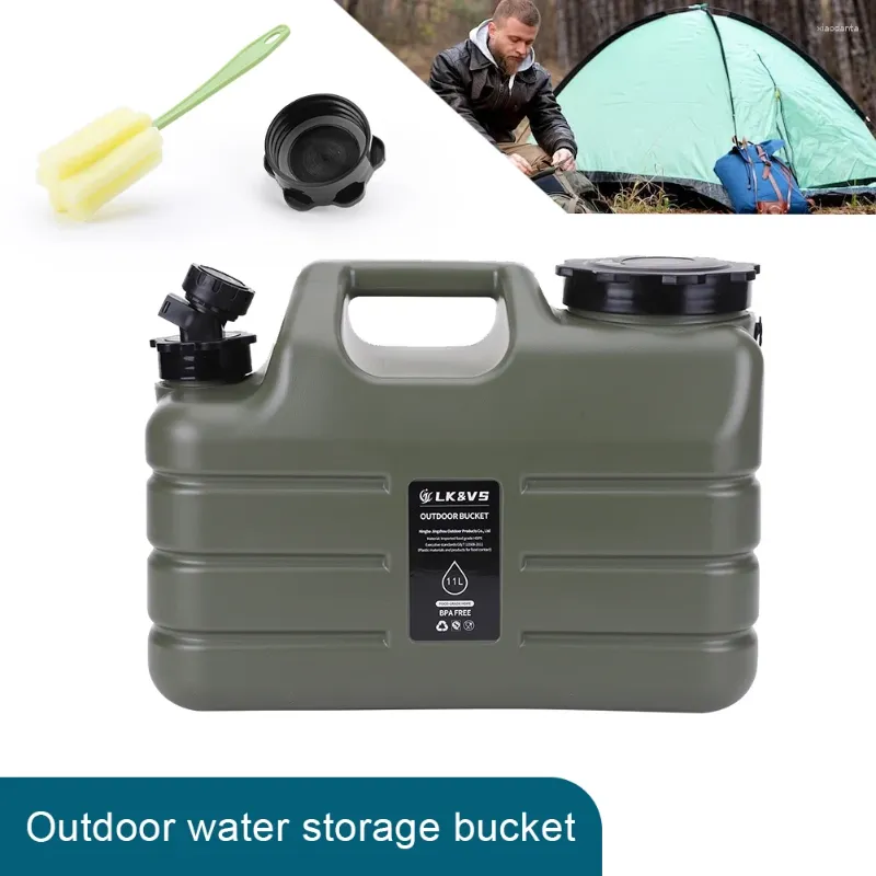 Vattenflaskor 3 gallon bärbar camping kanna Ingen läckagringstank med tappbärare för vandringsled