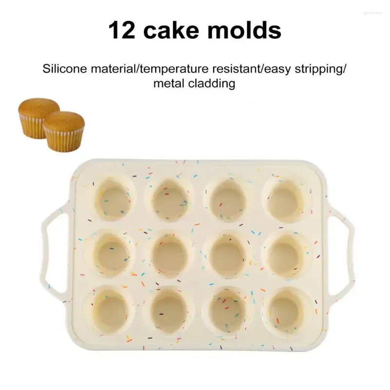 Baking stampi cupcake a stampo in silicone per alimenti per cucina da cucina da forno a 12 griglie