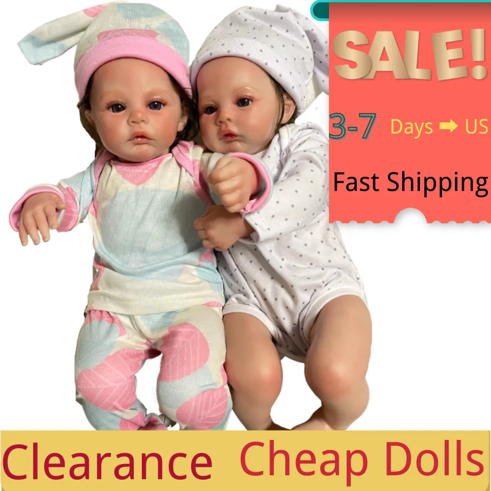 Autorisation 43 cm déjà peinte Reborn Baby Dolls Twins Meadow Newborn Baby Baby Figure de jouets fait à la main pour les filles