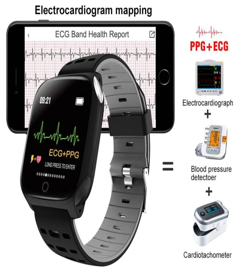 Män kvinnor elektrokardiogram smart klocka ECG PPG fitness armband blodtryck hjärtfrekvens sömnmonitor sport klocka hälsa armbandw9140502