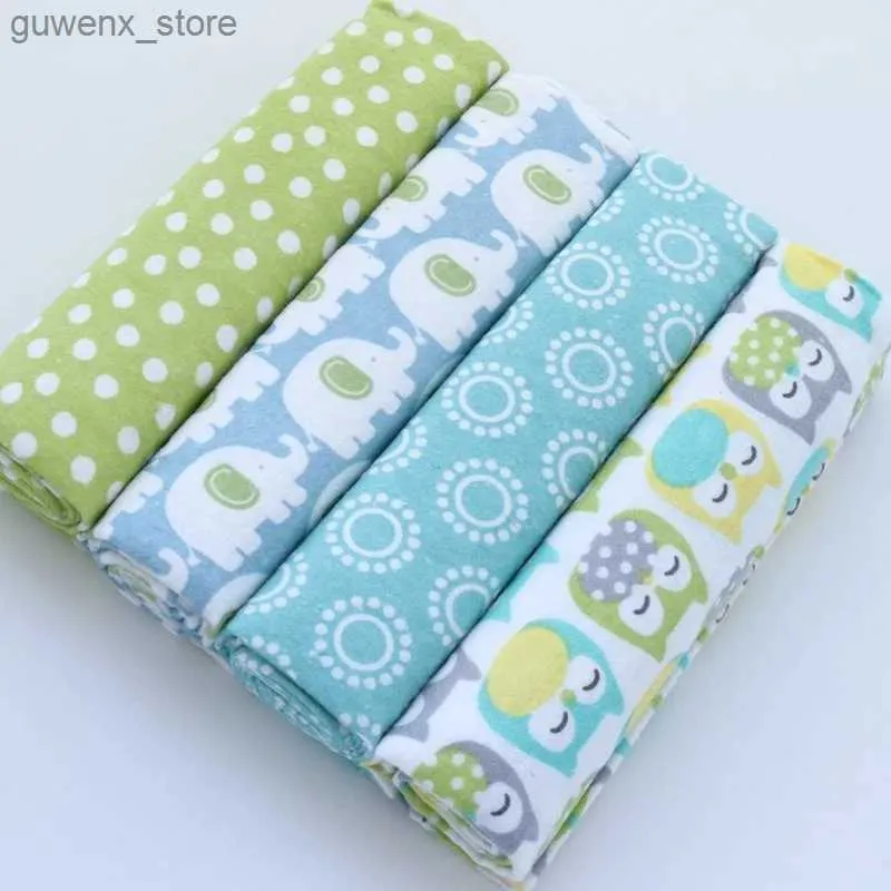 Blankets Swaddling 4pcspack 100 Cotton Flannel Diapers Supersoft Receiving Baby Blanket Newborn Wrap 76x76cm Baby Bedsheet Print Blanket Swaddle Y240411U7VDY24