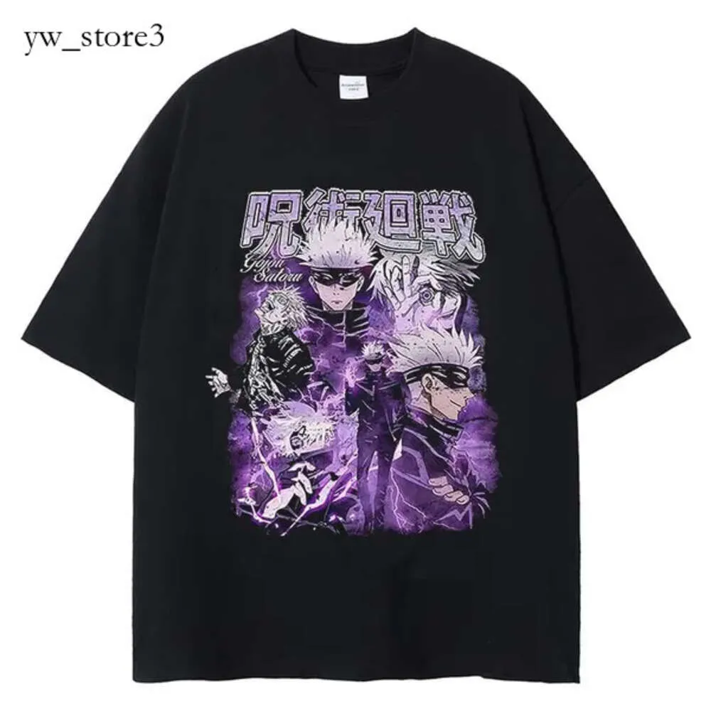 メンズTシャツ柔術kaisen洗浄されたTシャツの袖なしベストアニメGojo Satoru TシャツItadori Megumi 100％コットンTシャツ短袖Y2Kトップ1860